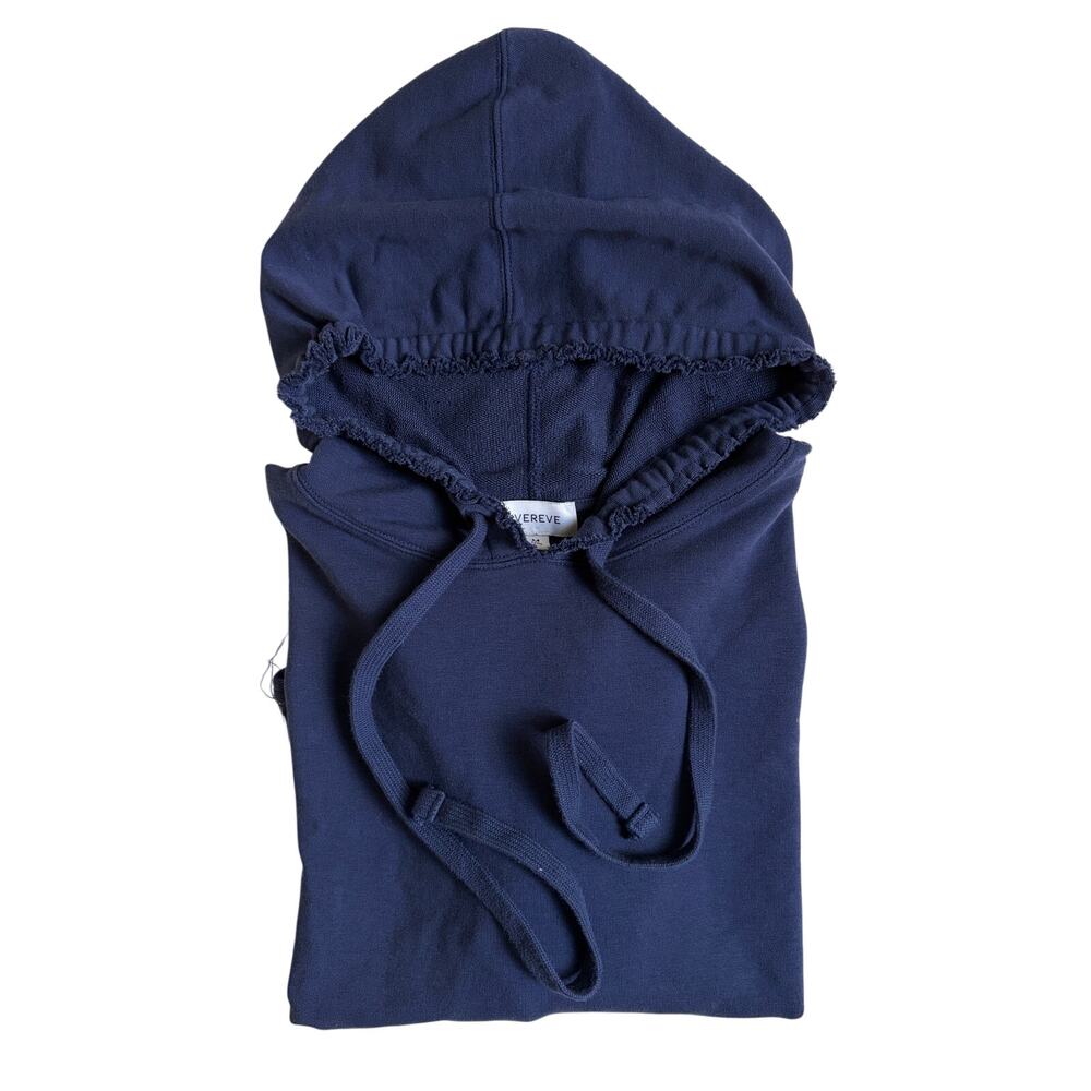 Evereve Raw Hem Cropped Hoodie (Navy) - Medium